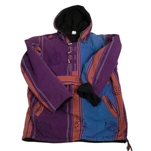 Vintage Stripped Long Sleeve Pull Over Flannel 3 Toggle Button Unisex si…